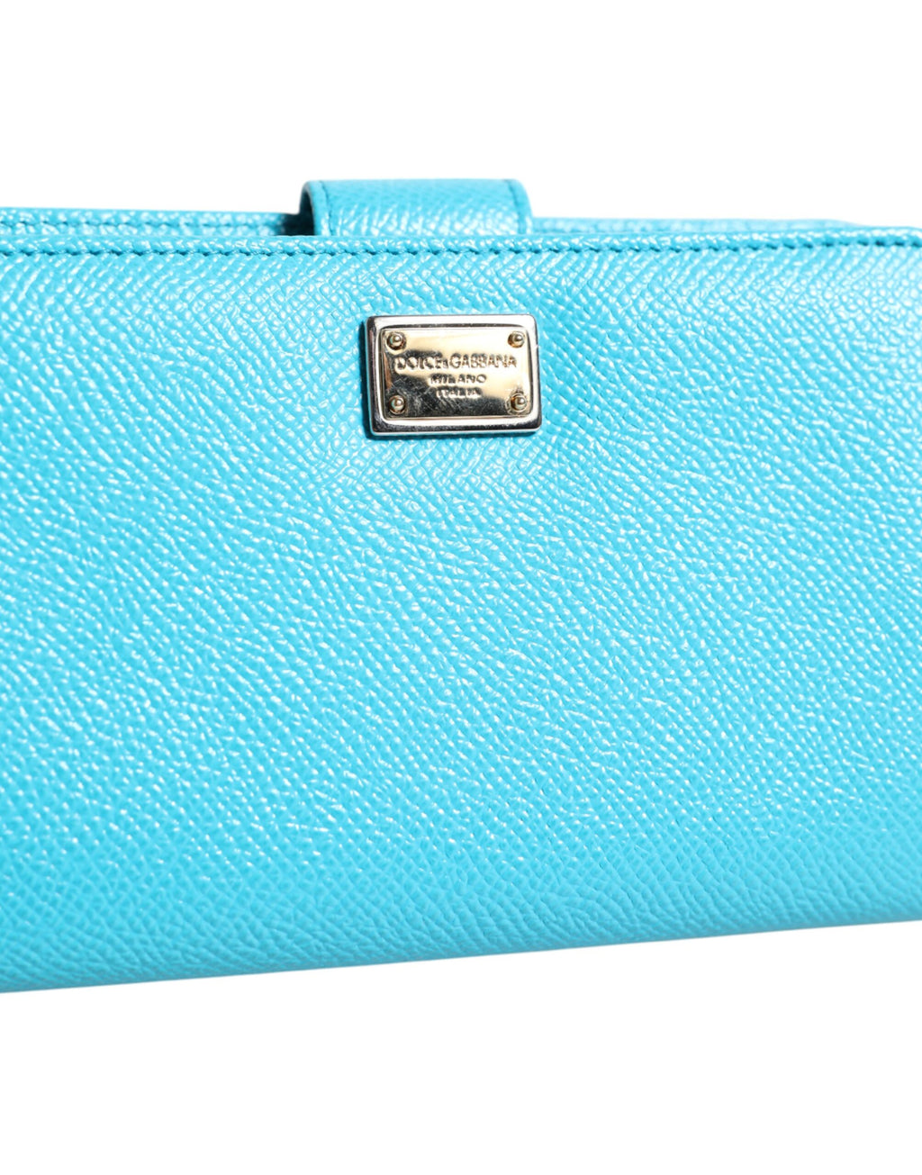 Dolce & Gabbana Light Blue Leder Zweifach faltbare Kontinentale Clutch Geldbörse