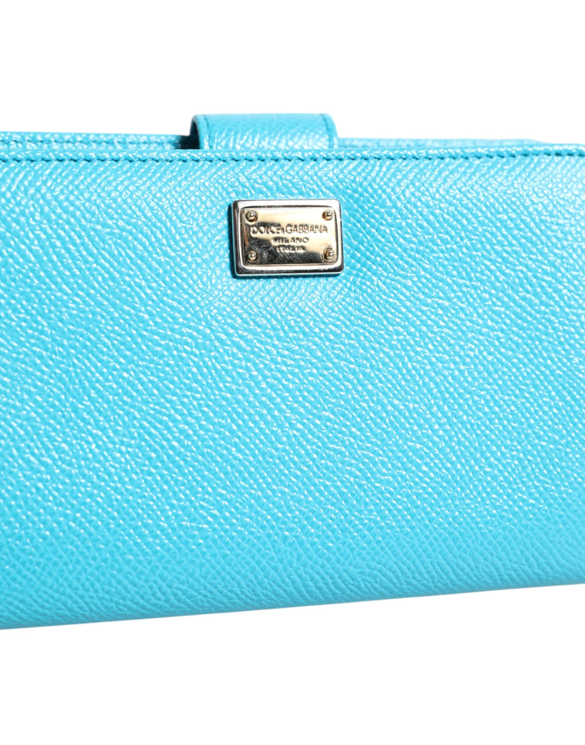 Dolce & Gabbana Light Blue Leder Zweifach faltbare Kontinentale Clutch Geldbörse