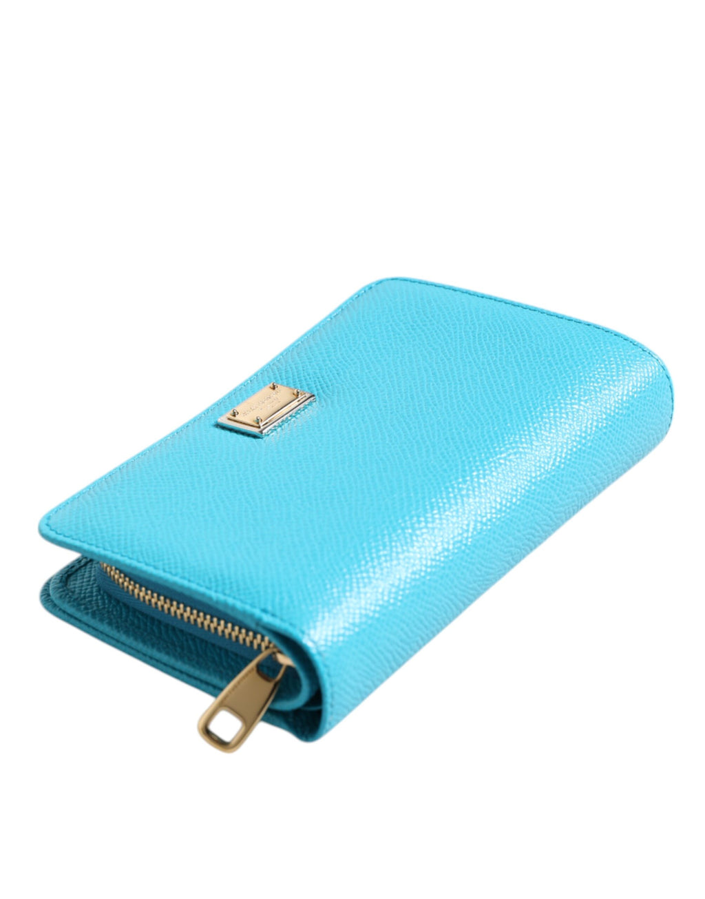 Dolce & Gabbana Light Blue Leder Zweifach faltbare Kontinentale Clutch Geldbörse