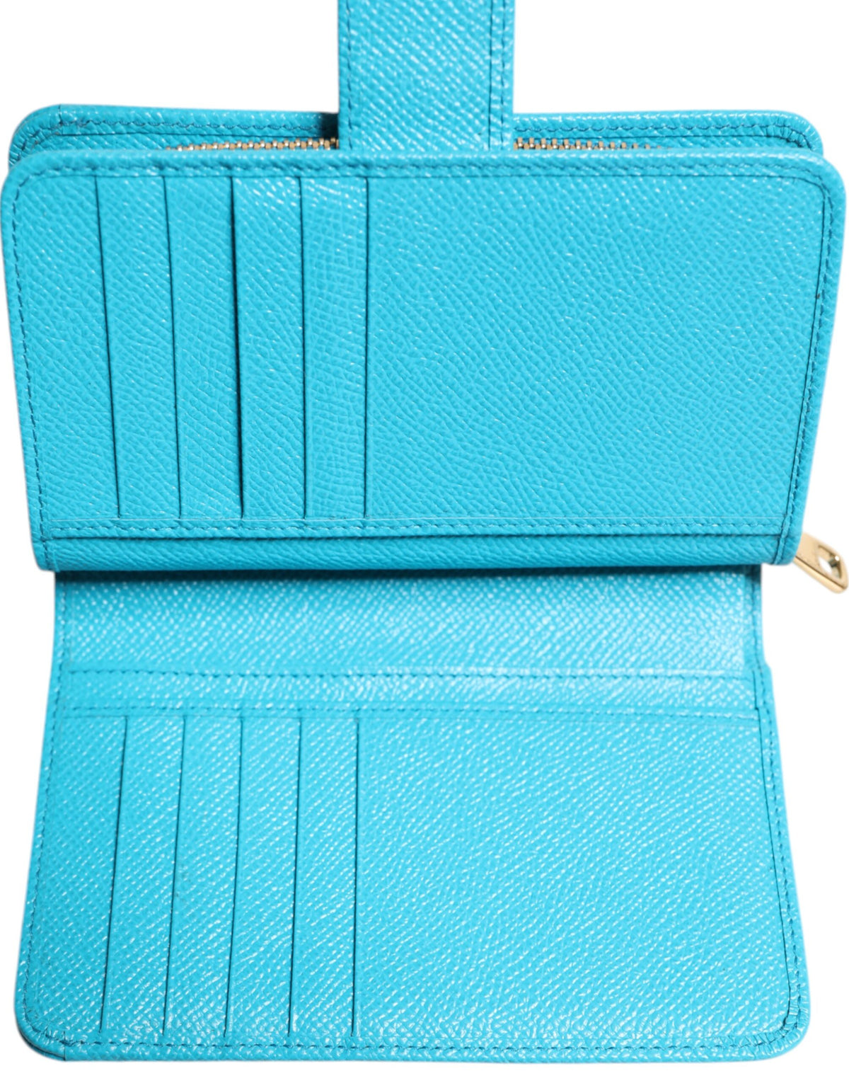 Dolce & Gabbana Light Blue Leder Zweifach faltbare Kontinentale Clutch Geldbörse