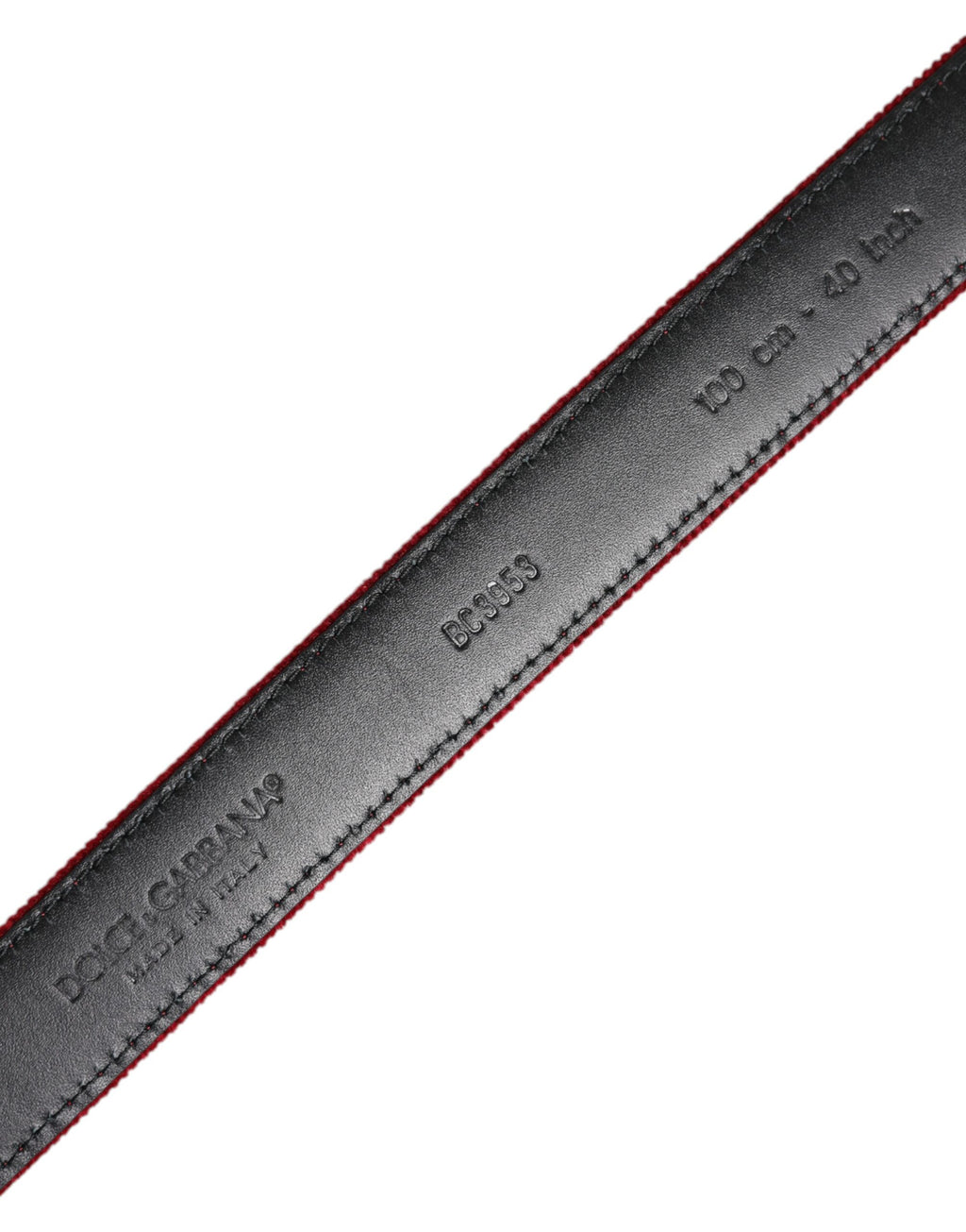 Dolce & Gabbana Red Velvet Schwarz Metallschnalle Logo Gürtel