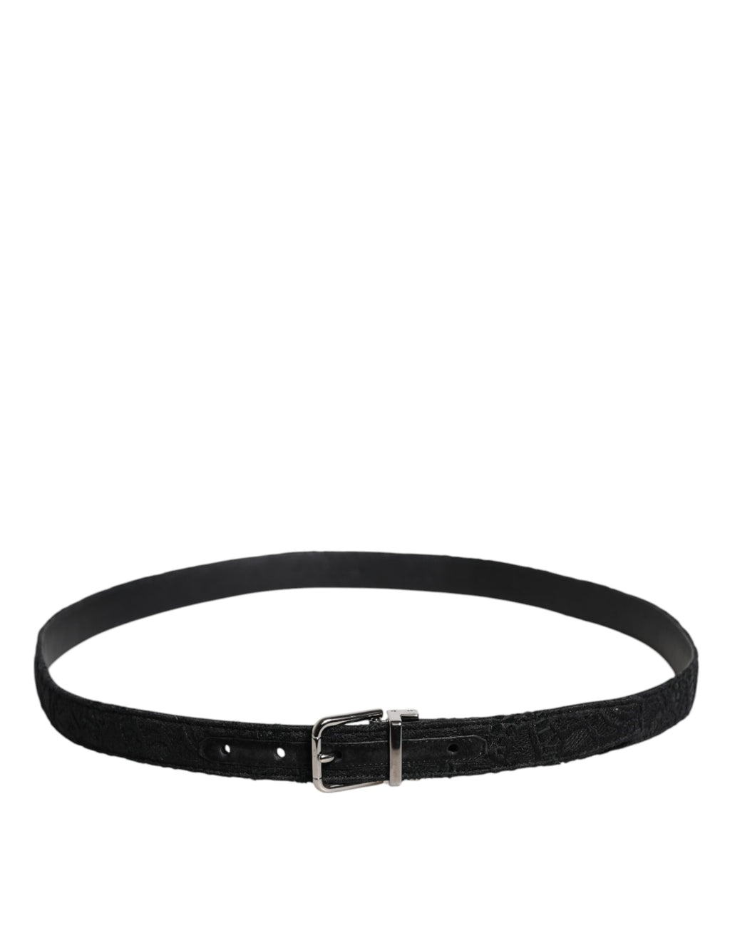 Dolce & Gabbana Schwarzer Gürtel aus Baumwollmischung mit silberner Metallschnalle