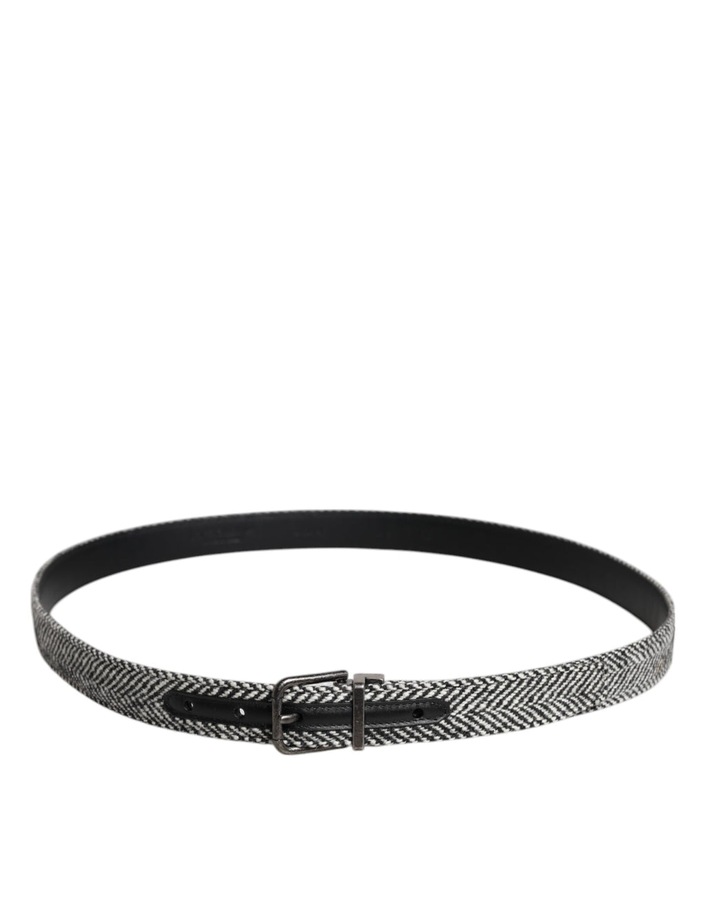 Dolce & Gabbana Schwarzer weißer Silberton Metallschnalle Gürtel