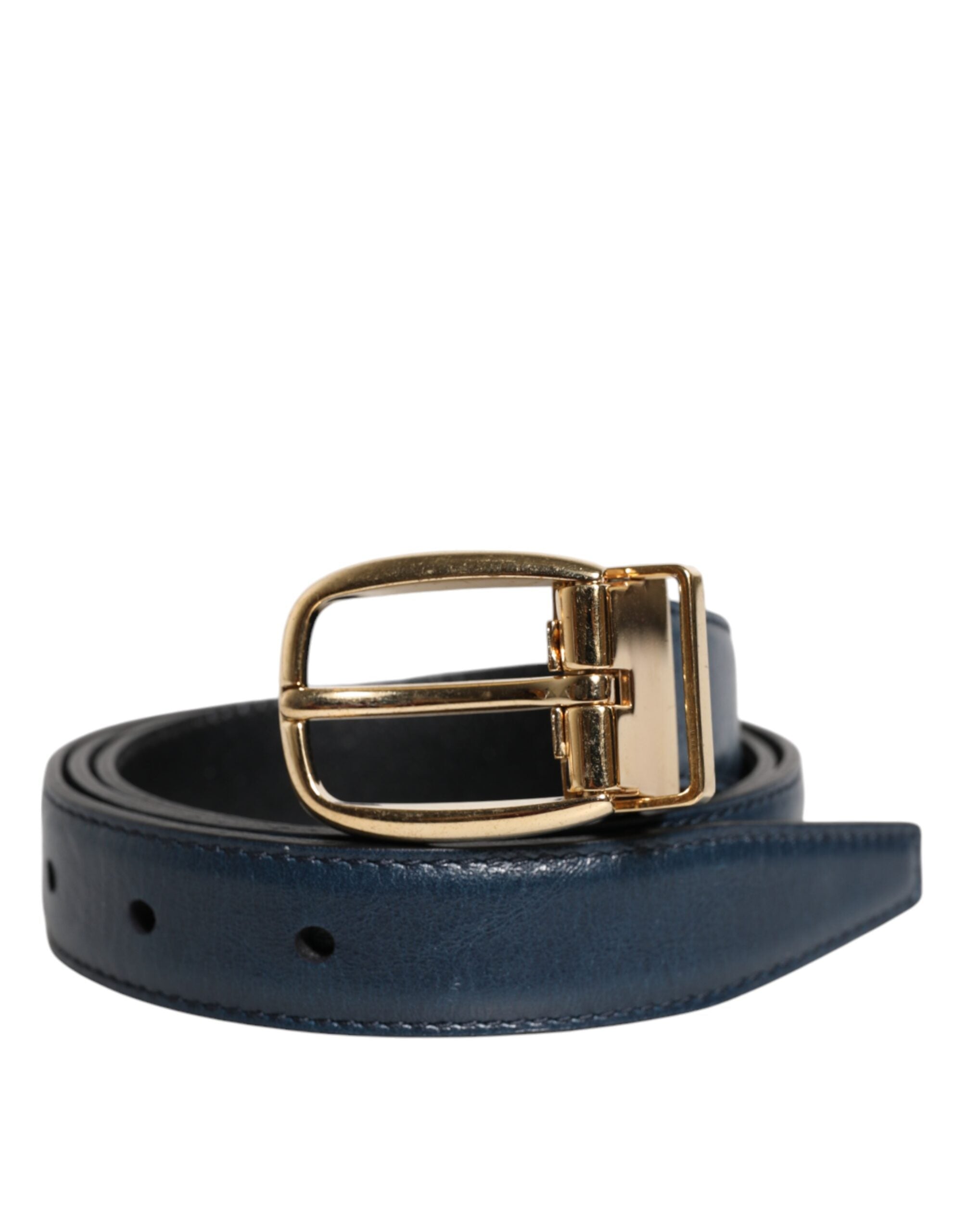 Dolce & Gabbana Blauer Leder Metallschnalle Klassischer Gürtel