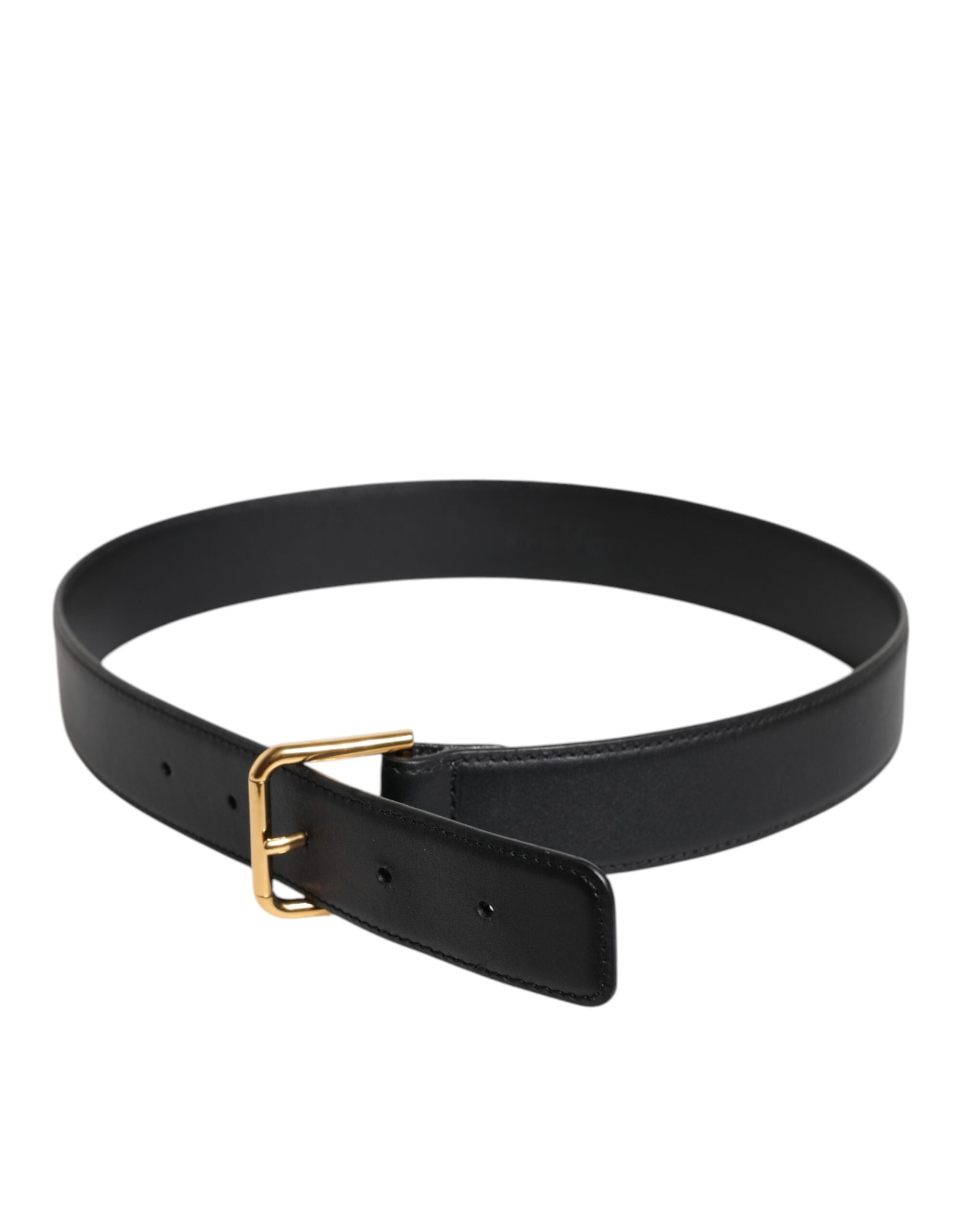 Dolce & Gabbana Schwarzer Leder Metallschnalle Klassischer Gürtel