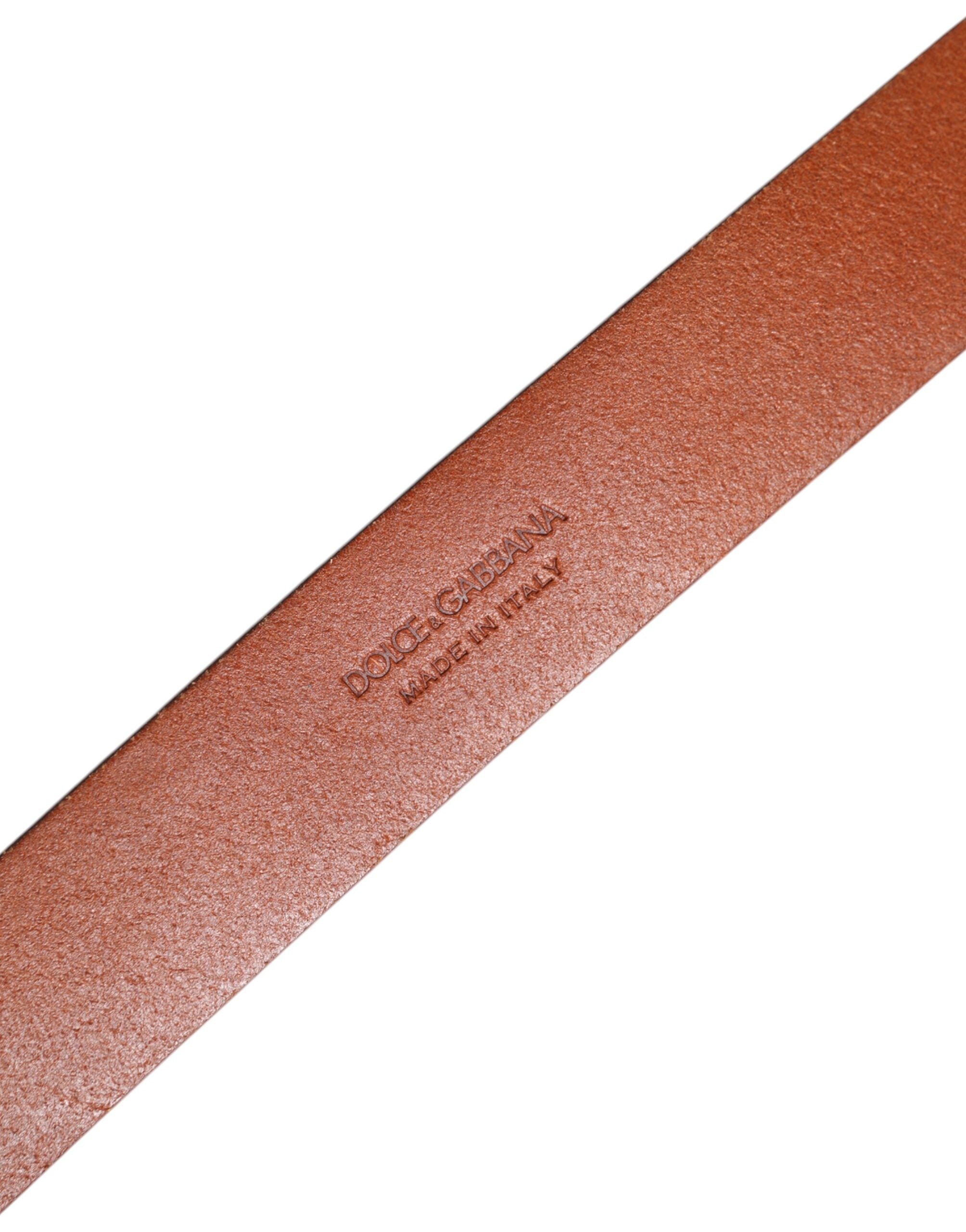 Dolce & Gabbana Braunes Leder Gold Metall Barock Schnalle Gürtel