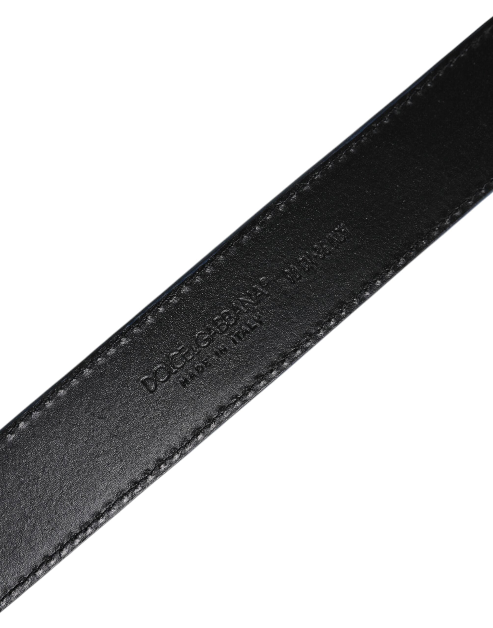 Dolce & Gabbana Blau Beige Leder gewebt Metallschnalle Gürtel