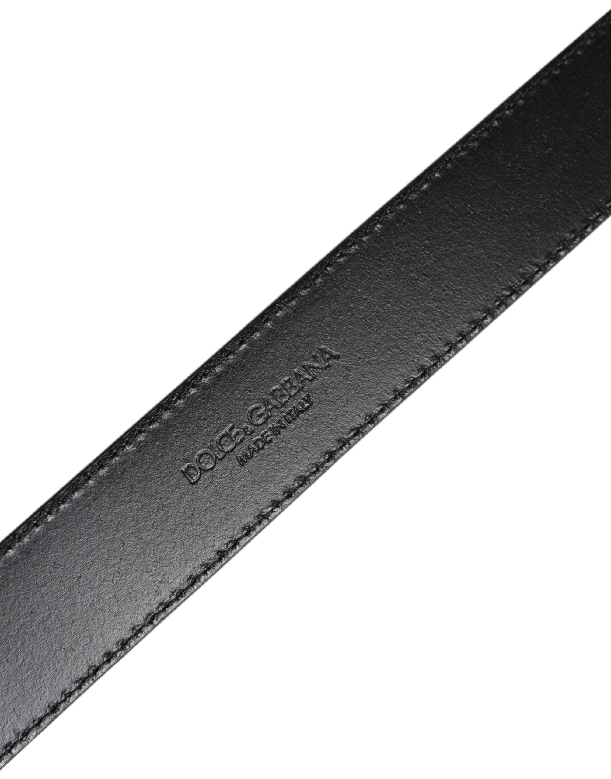 Dolce & Gabbana Silberner Leder Gürtel mit klassischer Metall-Logo-Schnalle