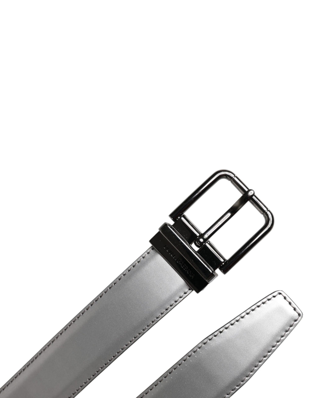 Dolce & Gabbana Silberner Leder Gürtel mit klassischer Metall-Logo-Schnalle