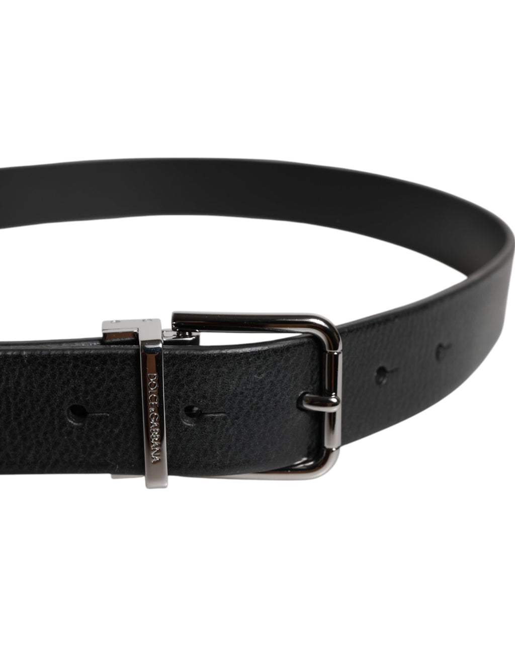 Dolce & Gabbana Schwarzer Leder-Klassiker mit Metallschnalle am Gürtel