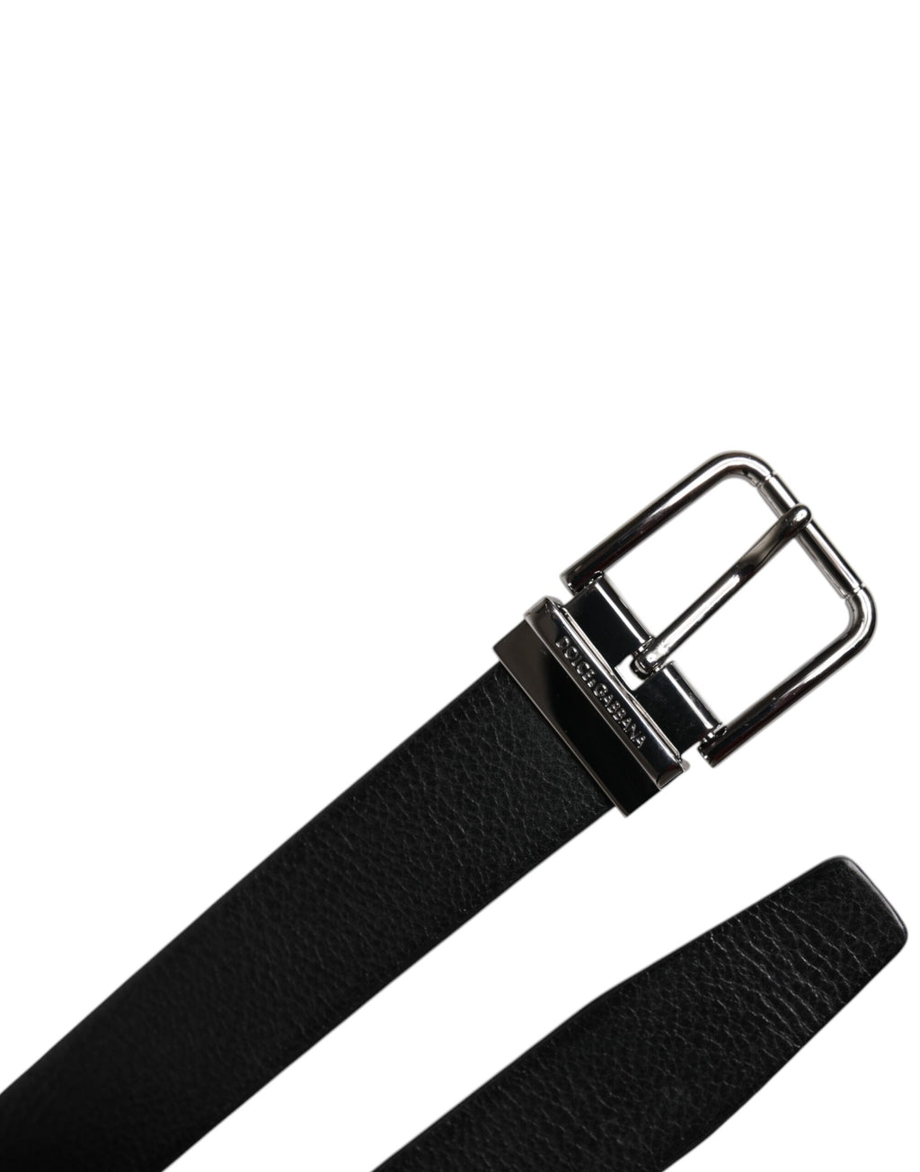 Dolce & Gabbana Schwarzer Leder-Klassiker mit Metallschnalle am Gürtel
