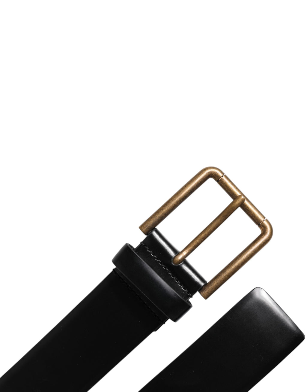 Dolce & Gabbana Schwarzes Leder DG Logo Plaque Schnalle Gürtel