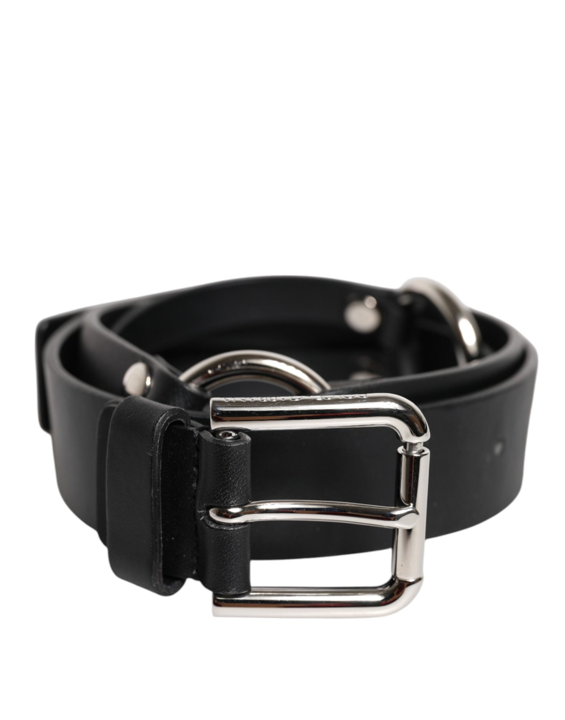 Dolce & Gabbana Schwarzer Leder-Gürtel mit klassischer Metall-Logo-Schnalle