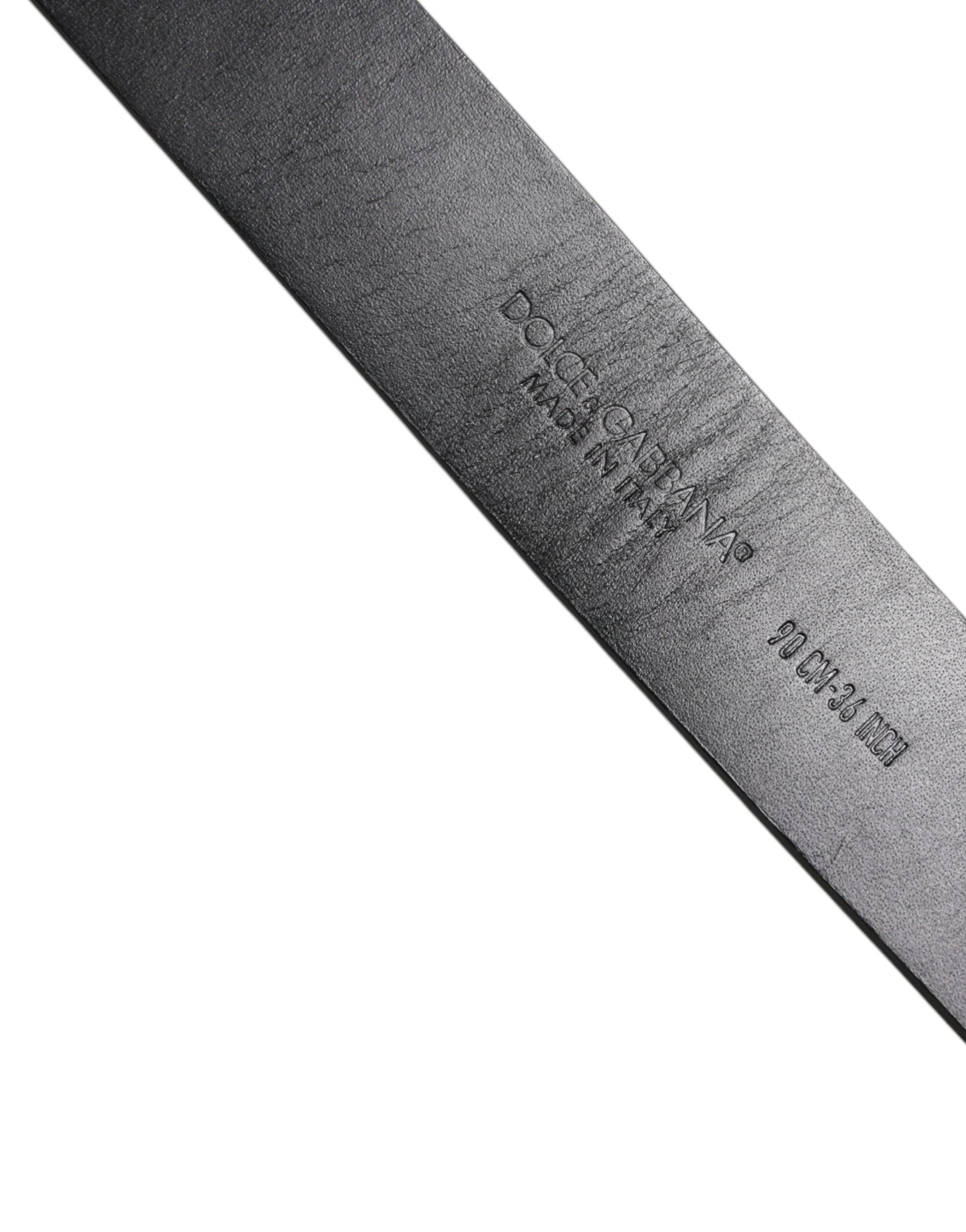 Dolce & Gabbana Schwarzer Leder-Gürtel mit klassischer Metall-Logo-Schnalle