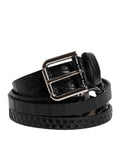 Dolce & Gabbana Black Exotic Leather Metal Logo Buckle Belt