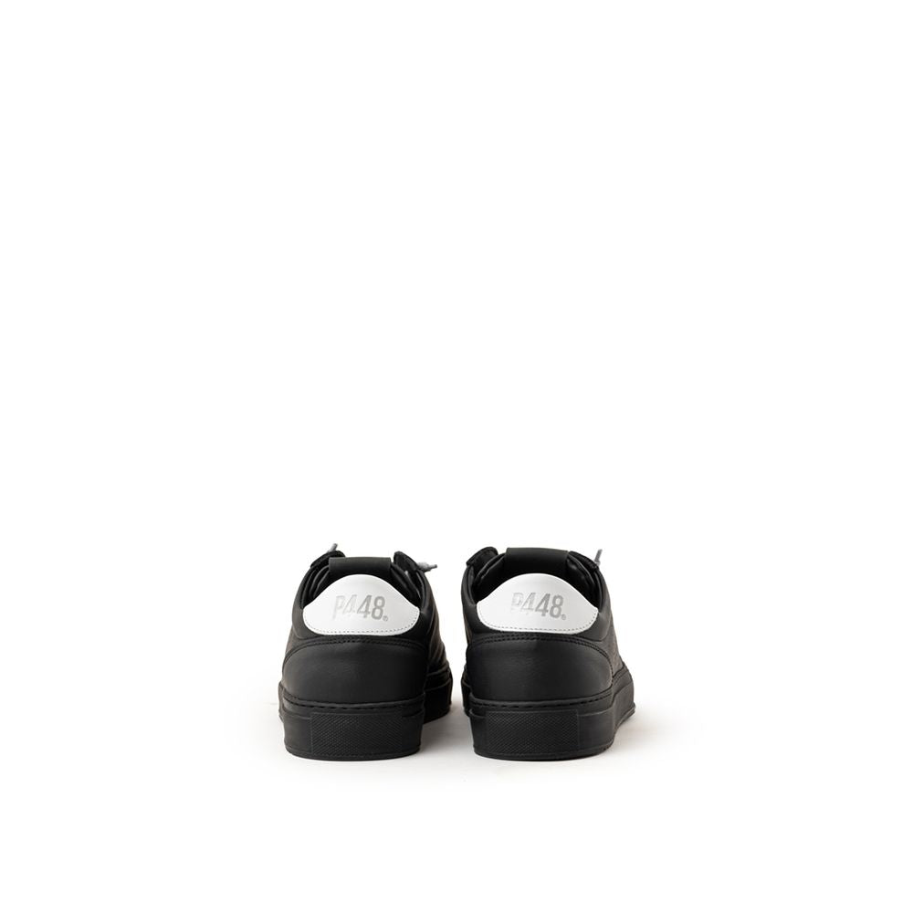 P448 Schwarze Leder-Sportschuhe