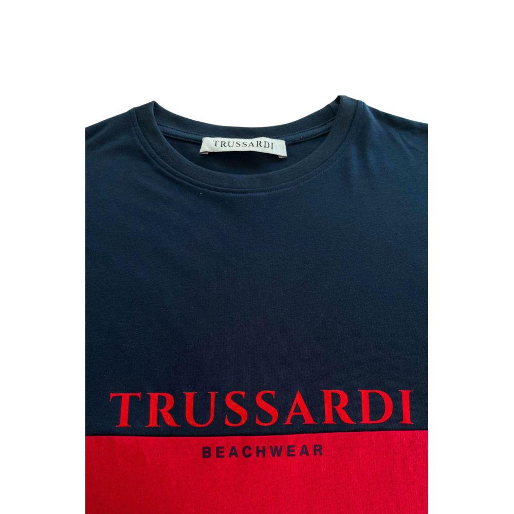 Trussardi Beachwear Rotes Baumwolle Männer T-Shirt