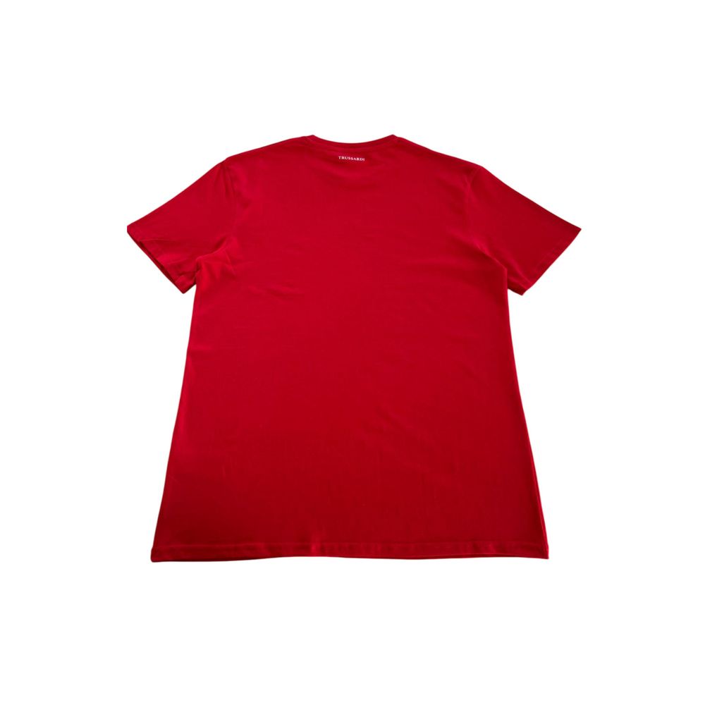 Trussardi Beachwear Rotes Baumwolle Männer T-Shirt