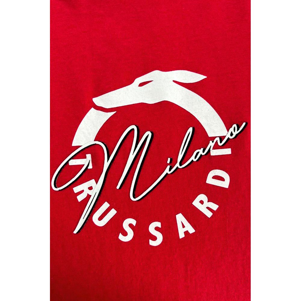 Trussardi Beachwear Rotes Baumwolle Männer T-Shirt