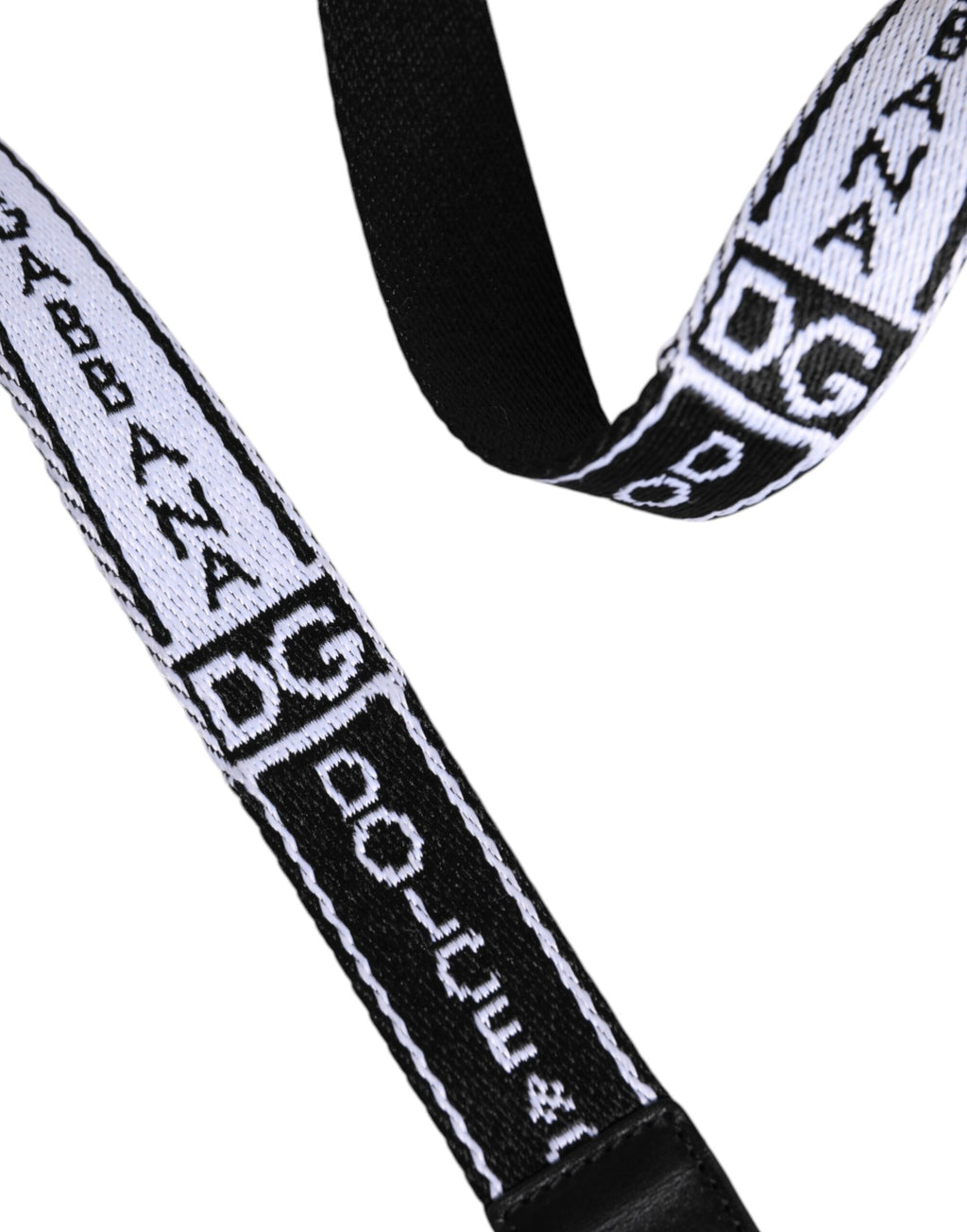 Dolce & Gabbana Schwarzer weißer bedruckter Gürtel mit Metall-Logo-Schnalle
