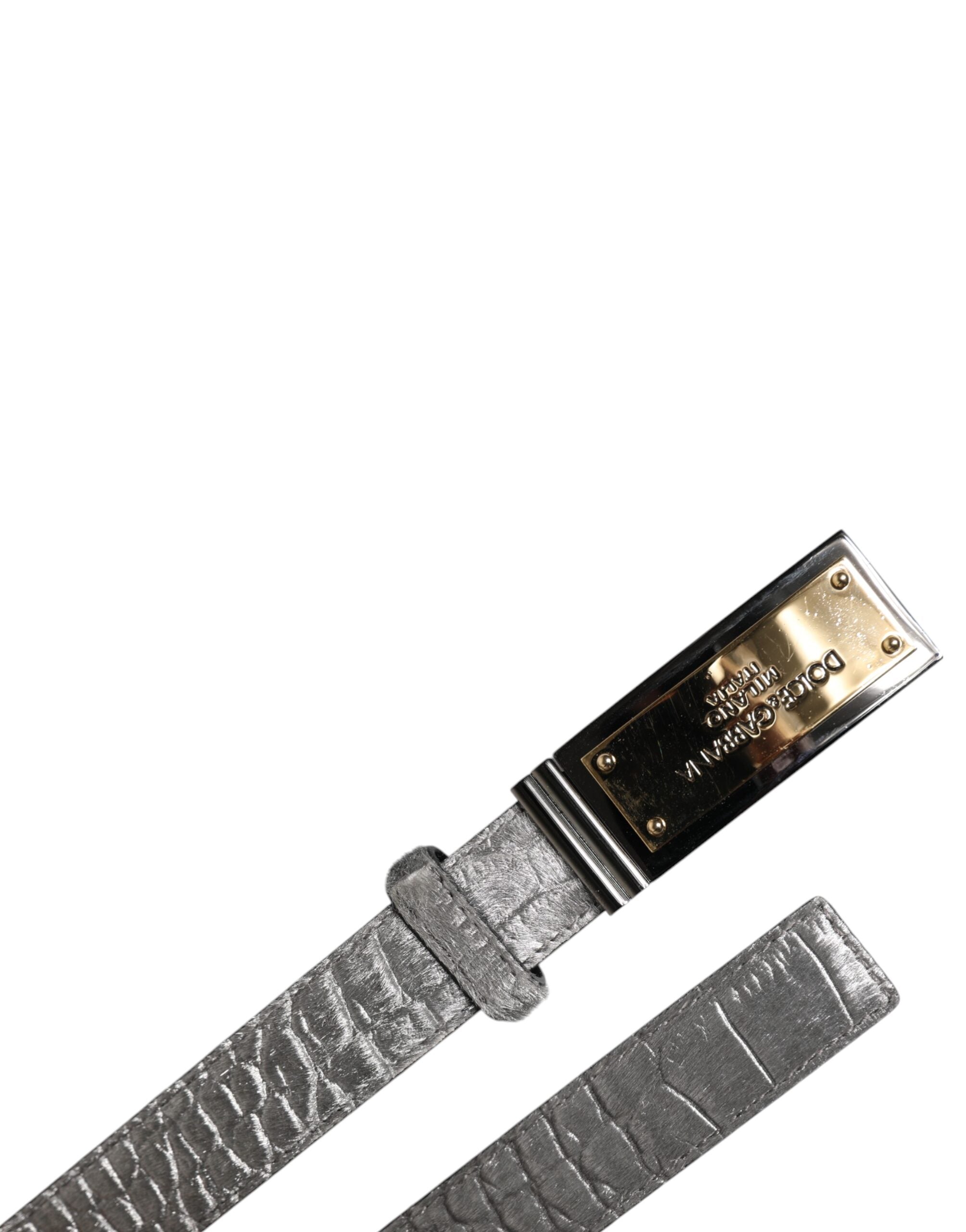 Dolce & Gabbana Silber Klassisch Gold Logo Plaque Schnalle Gürtel