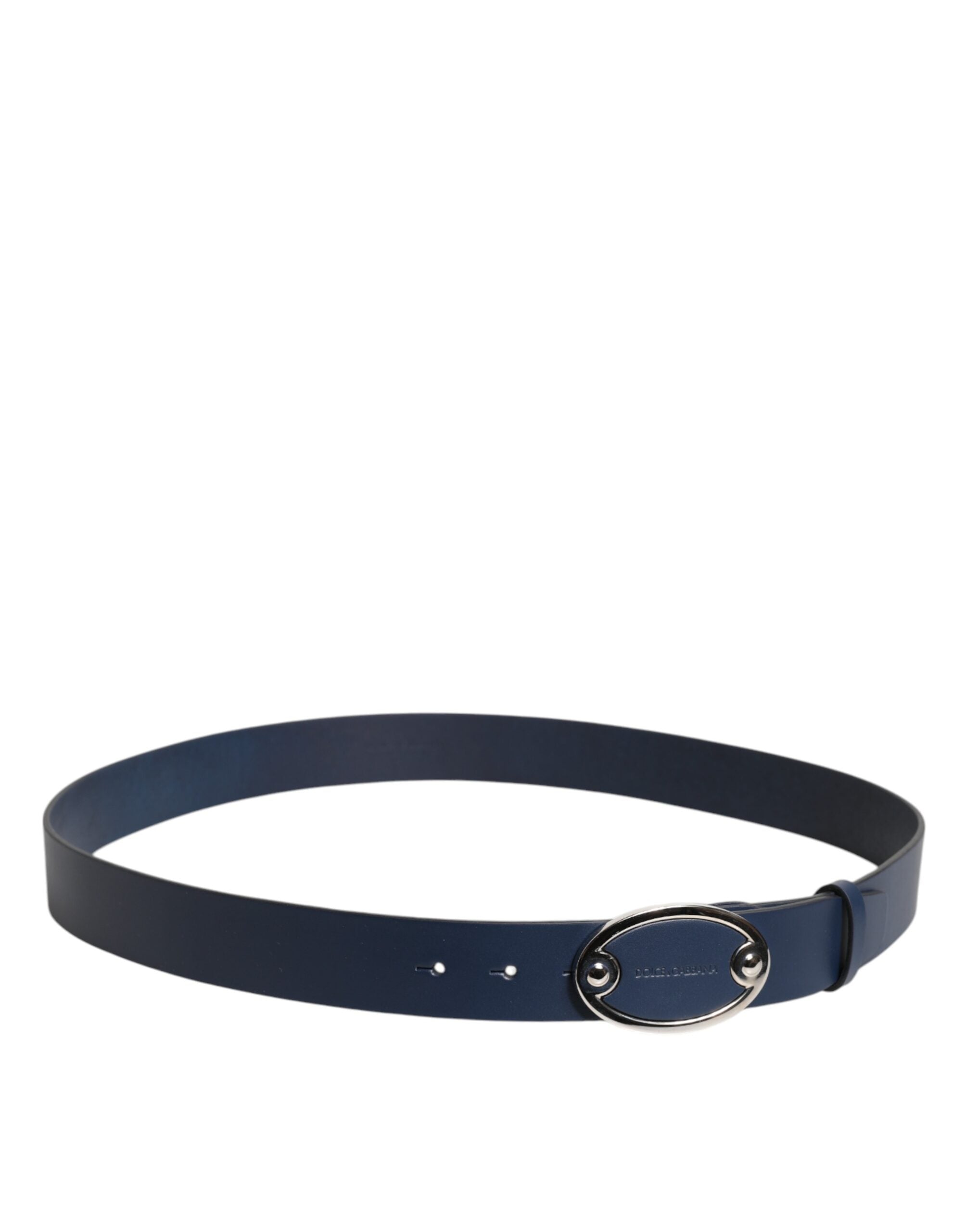 Dolce & Gabbana Blauer Leder Gürtel mit klassischer Metall-Logo-Schnalle