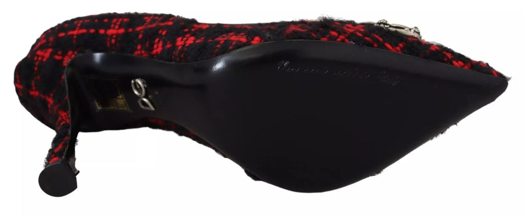 Dolce & Gabbana Rot Schwarz Tweed DG Amore Heels Pumps Schuhe