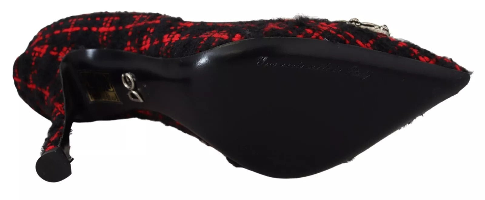 Dolce & Gabbana Rot Schwarz Tweed DG Amore Heels Pumps Schuhe