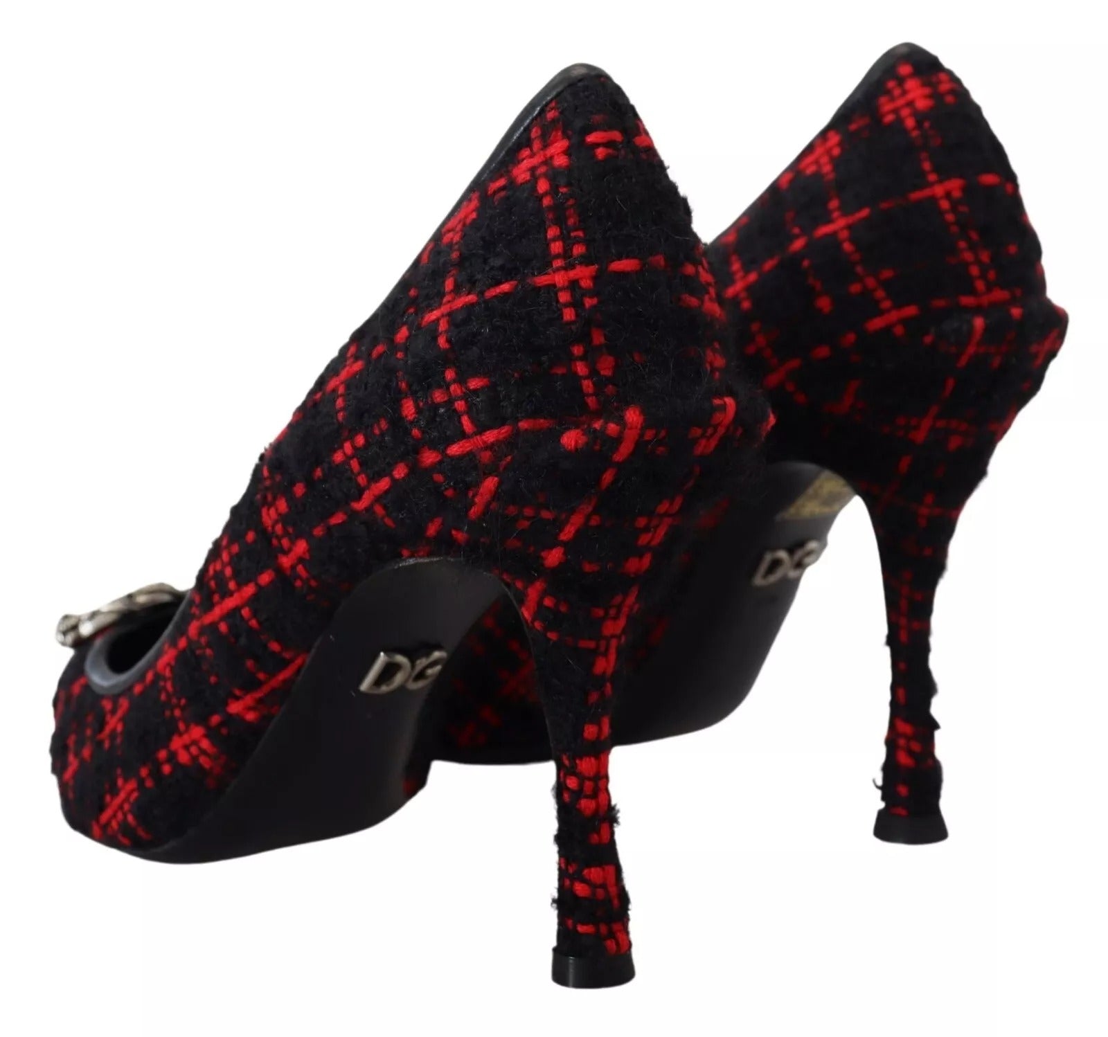 Dolce & Gabbana Rot Schwarz Tweed DG Amore Heels Pumps Schuhe