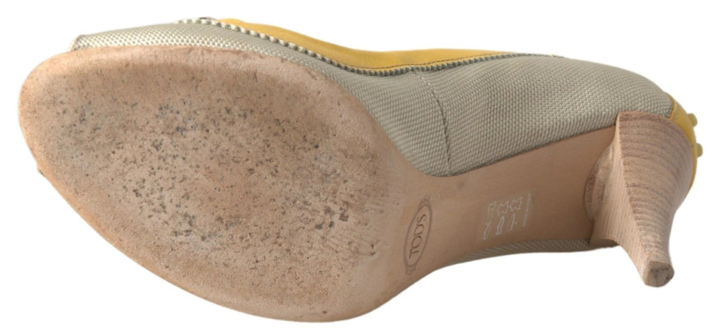 Tod's Gelb Off Weiß Peep Toe Heels Pumps Schuhe
