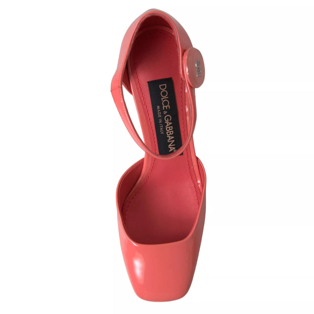 Dolce & Gabbana Pfirsich Leder Knöchel Strap Heels Sandalen Schuhe