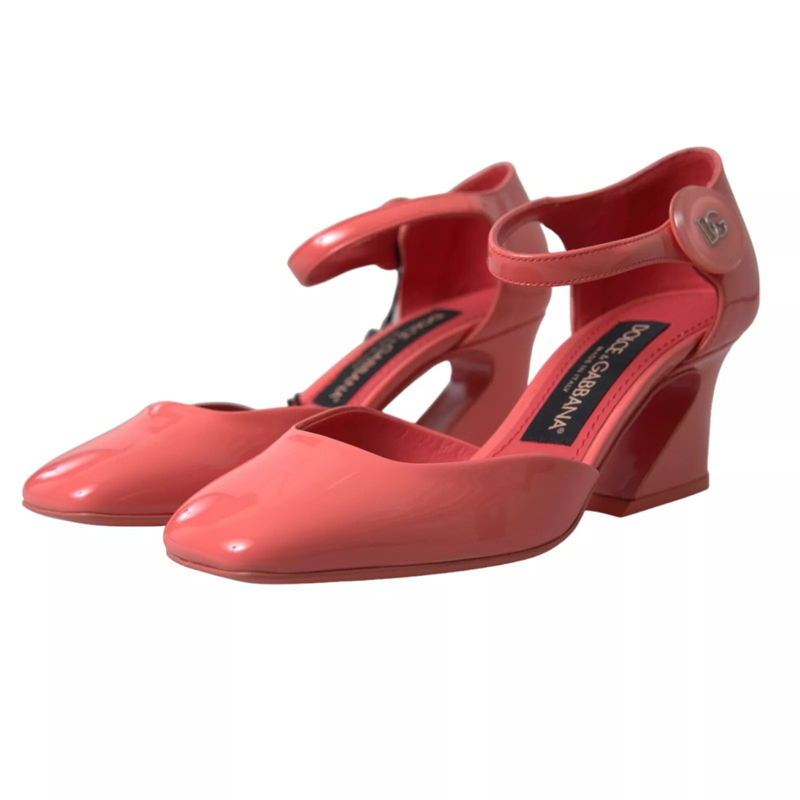 Dolce & Gabbana Pfirsich Leder Knöchel Strap Heels Sandalen Schuhe