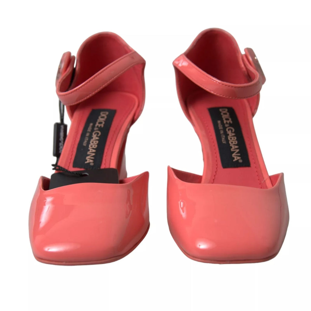 Dolce & Gabbana Pfirsich Leder Knöchel Strap Heels Sandalen Schuhe