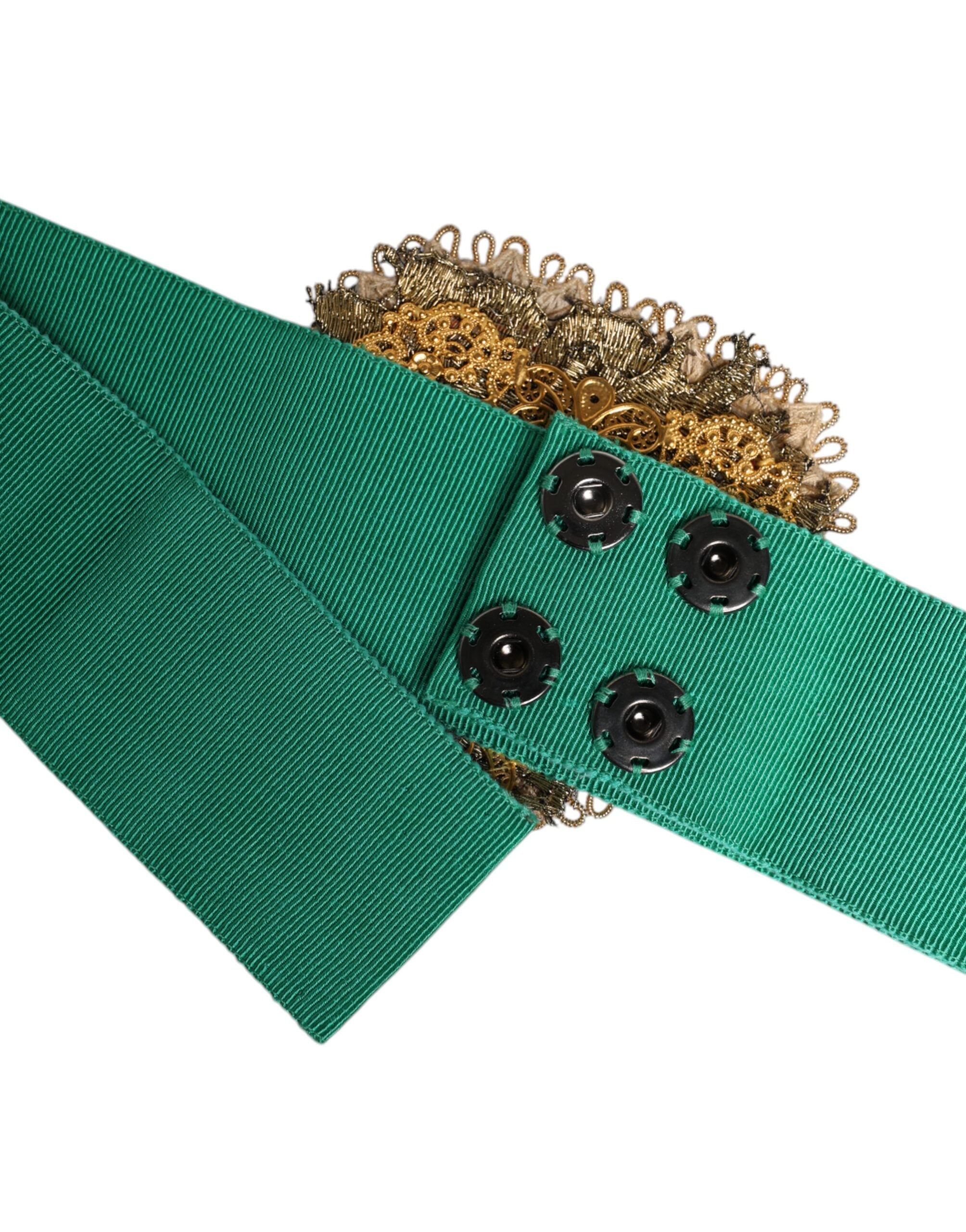 Dolce & Gabbana Grüner Stretchgürtel mit Herzverzierung und breiter Taille