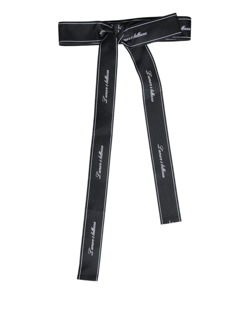 Dolce & Gabbana Schwarzes Taillenband Breite Schleife Logo-Gürtel