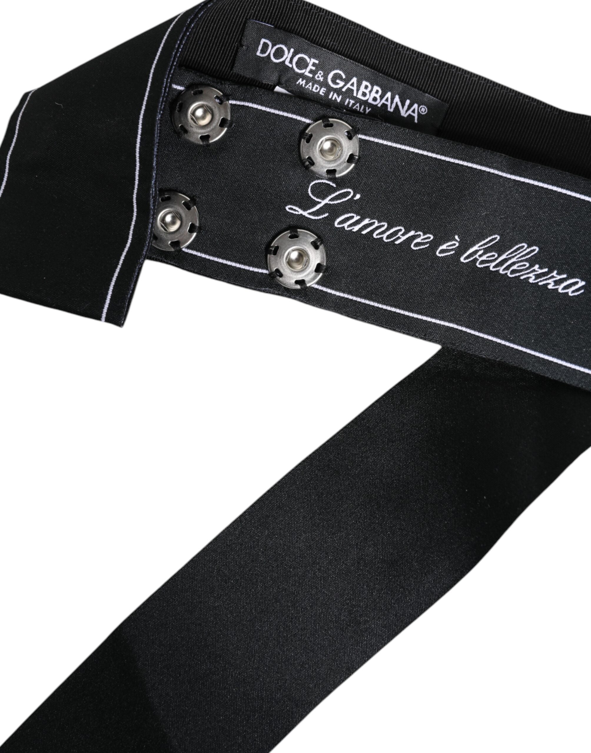Dolce & Gabbana Schwarzes Taillenband Breite Schleife Logo-Gürtel