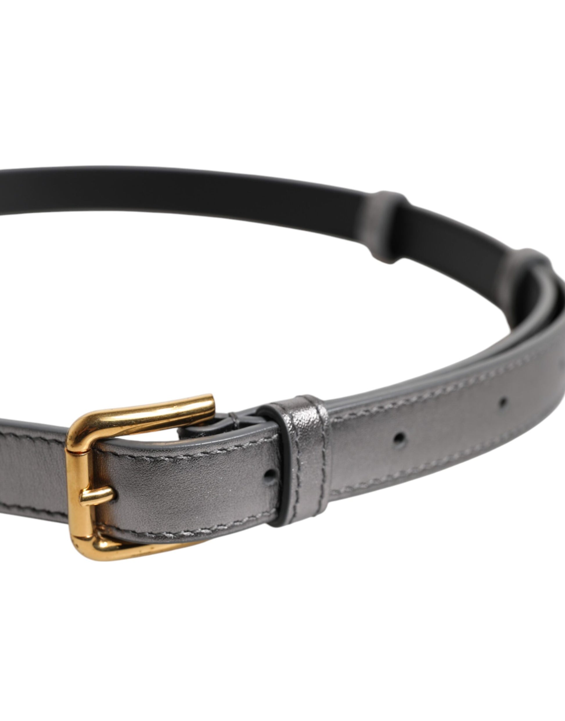 Dolce & Gabbana Silberne Logo-Gravur Metall Gürtelschnalle