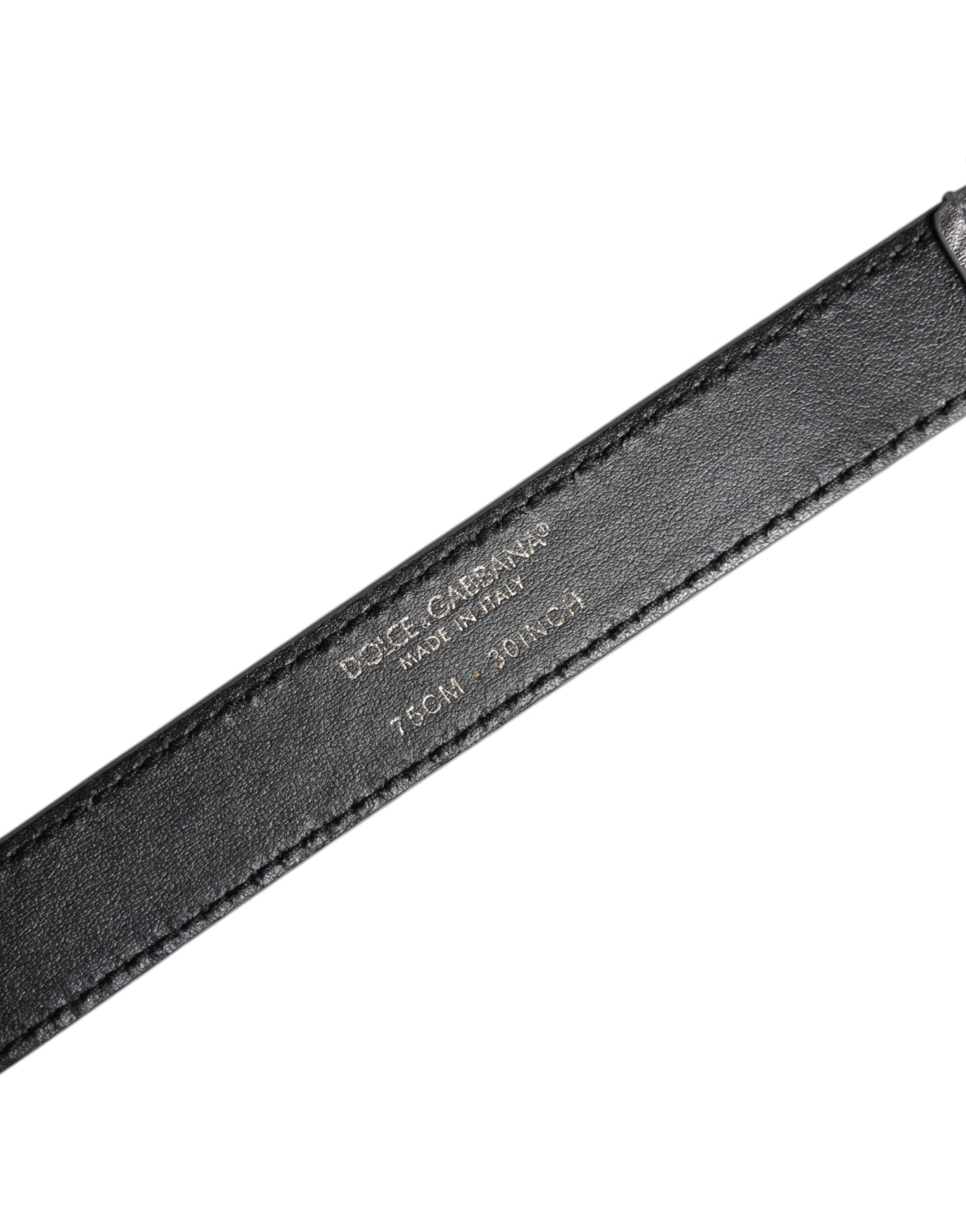 Dolce & Gabbana Silberne Logo-Gravur Metall Gürtelschnalle