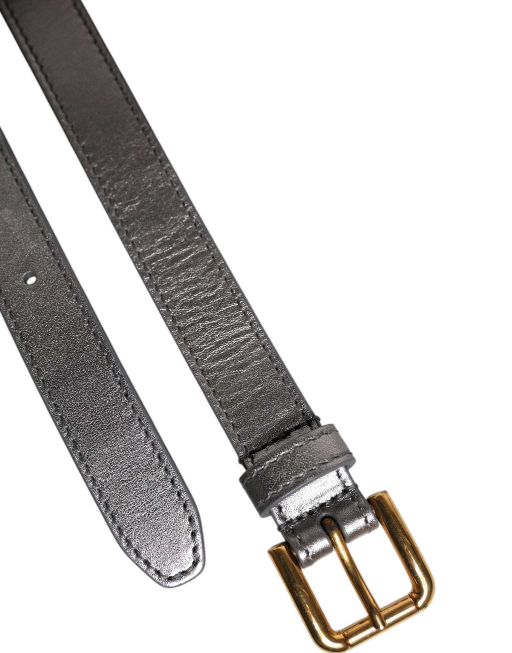 Dolce & Gabbana Silberne Logo-Gravur Metall Gürtelschnalle