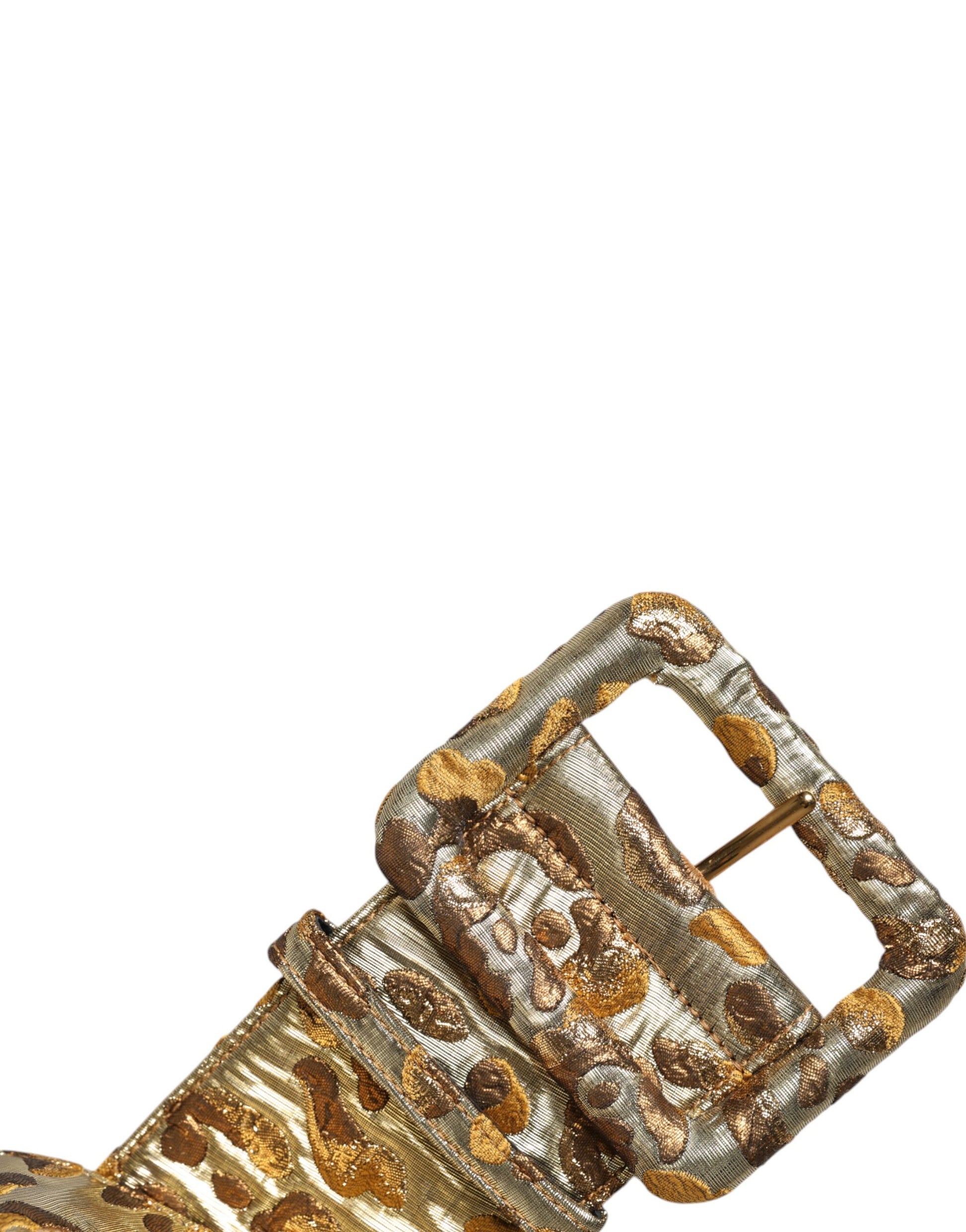 Dolce & Gabbana Breiter Taillengürtel aus goldfarbenem gepunktetem Jacquard-Stoff