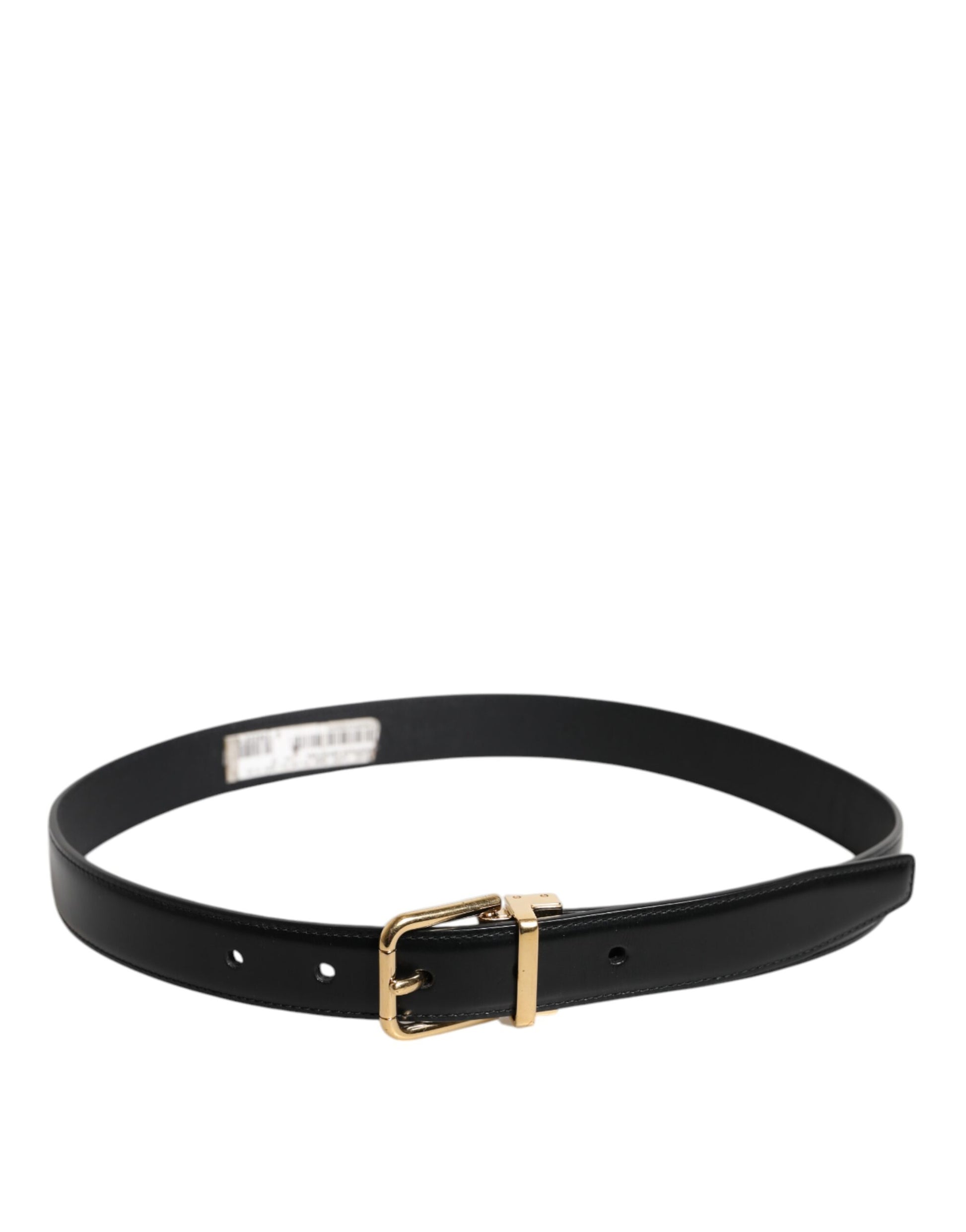 Dolce & Gabbana Schwarzer Leder-Gold-Metall-Gürtel mit Taillenschnalle