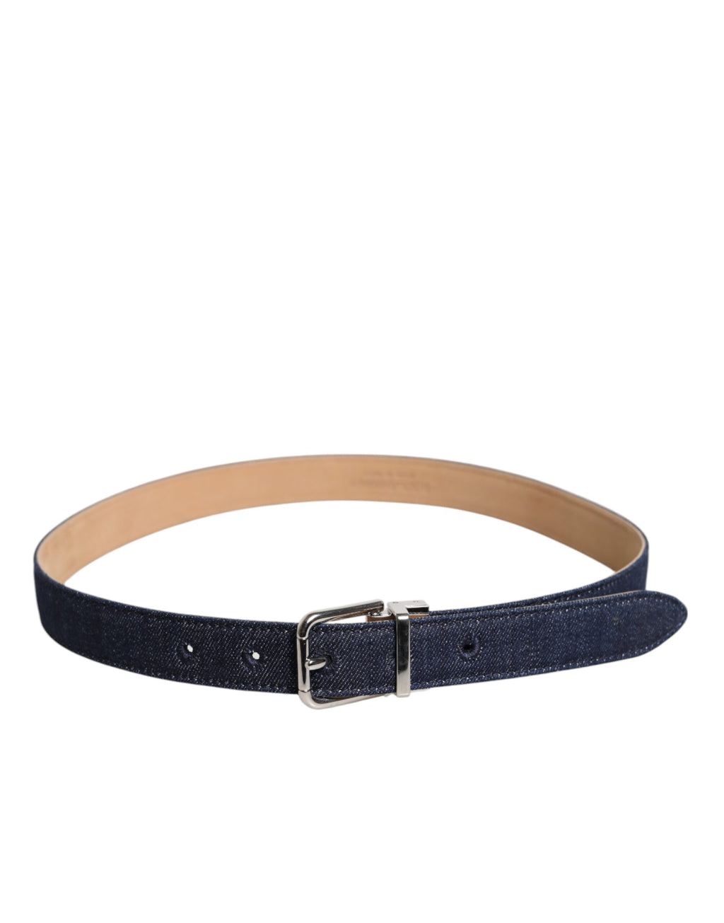Dolce & Gabbana Blauer Denim Silber Logo Metall Taille Schnalle Gürtel