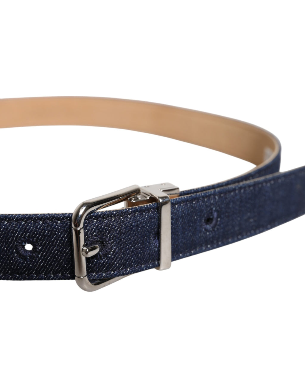 Dolce & Gabbana Blauer Denim Silber Logo Metall Taille Schnalle Gürtel