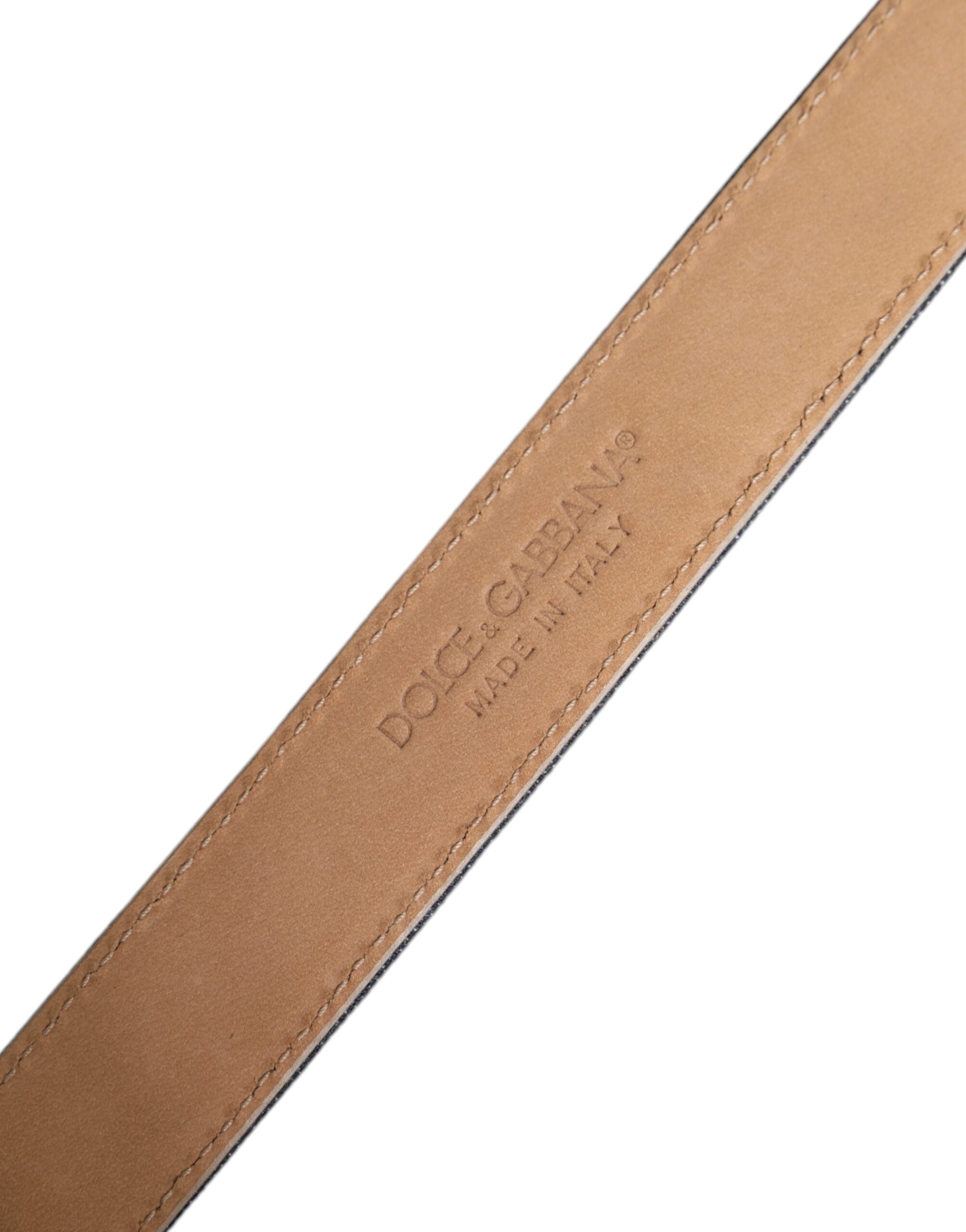 Dolce & Gabbana Blauer Denim Silber Logo Metall Taille Schnalle Gürtel