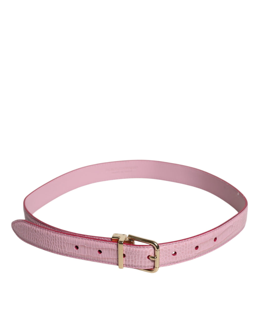 Dolce & Gabbana Rosa Leder Gold Logo Metall Taille Schnalle Gürtel
