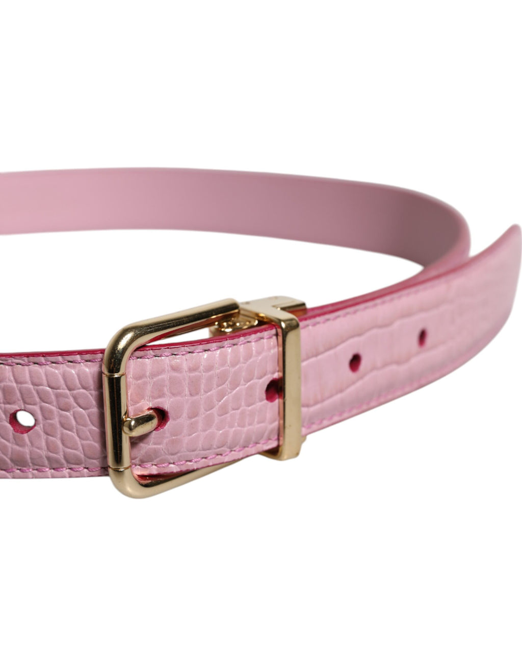 Dolce & Gabbana Rosa Leder Gold Logo Metall Taille Schnalle Gürtel