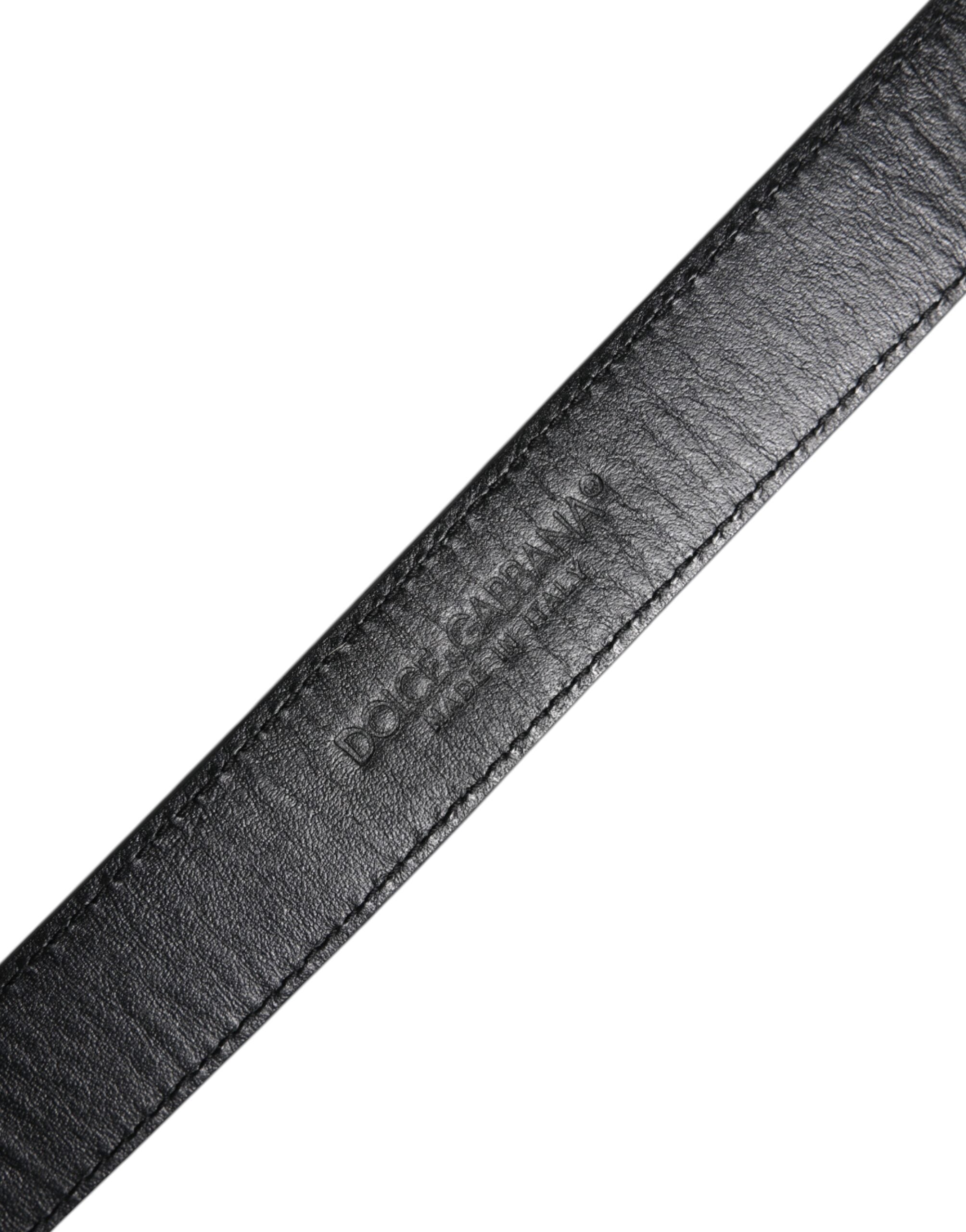 Dolce & Gabbana Brauner weißer Ponyledergürtel mit Metallschnalle