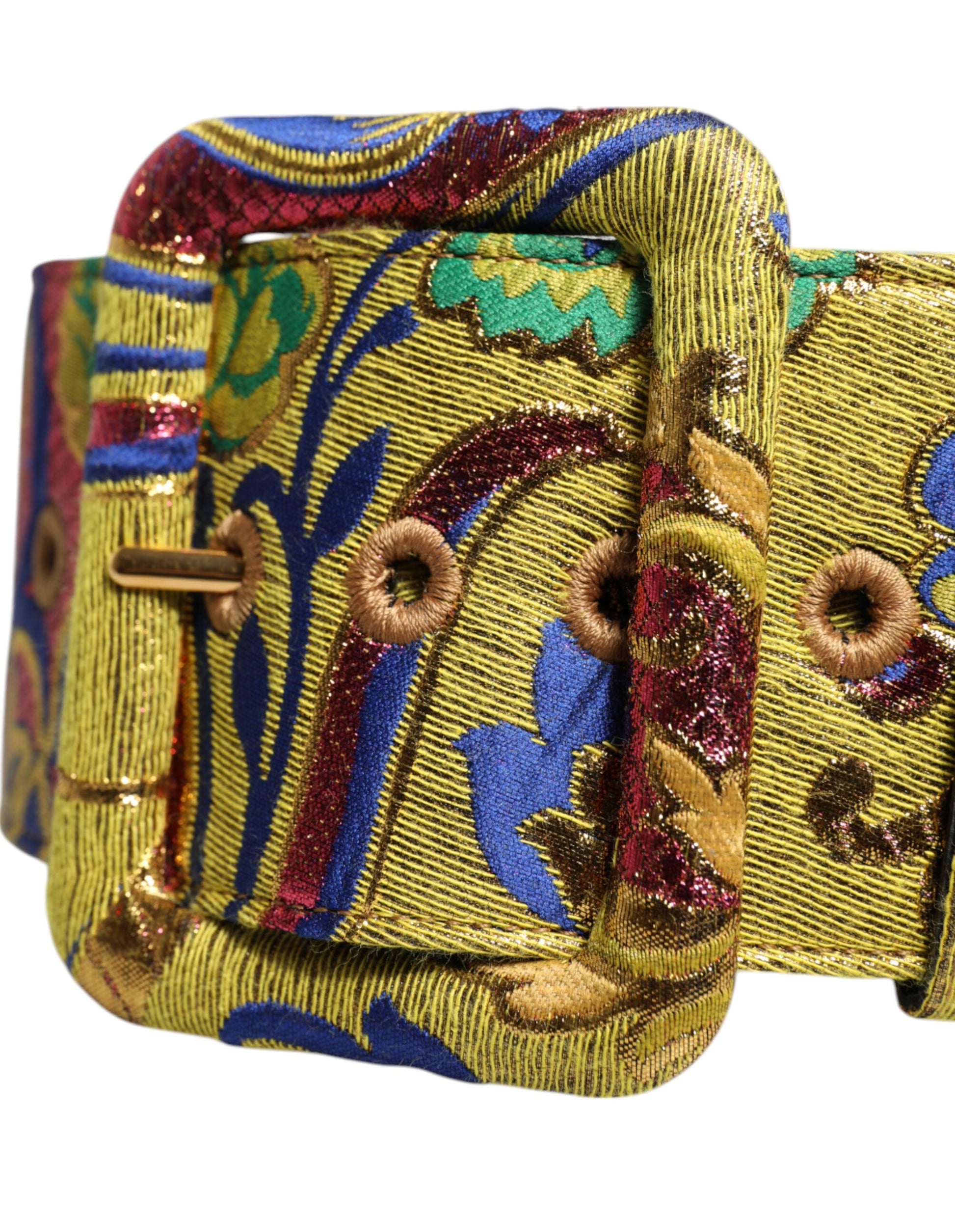 Dolce & Gabbana Multicolor Floral Jacquard Breiter Taillengürtel