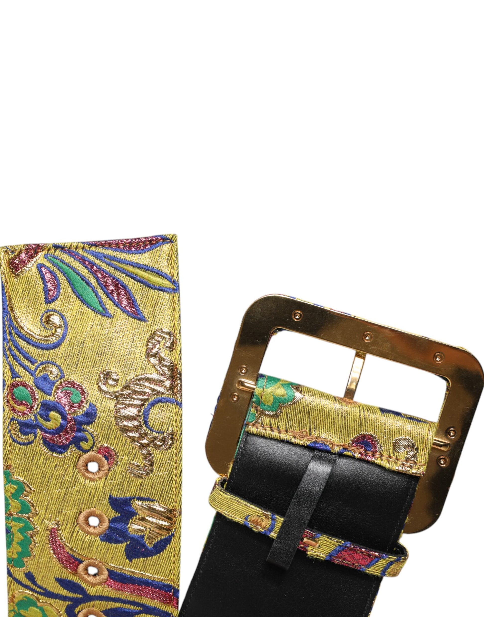 Dolce & Gabbana Multicolor Floral Jacquard Breiter Taillengürtel