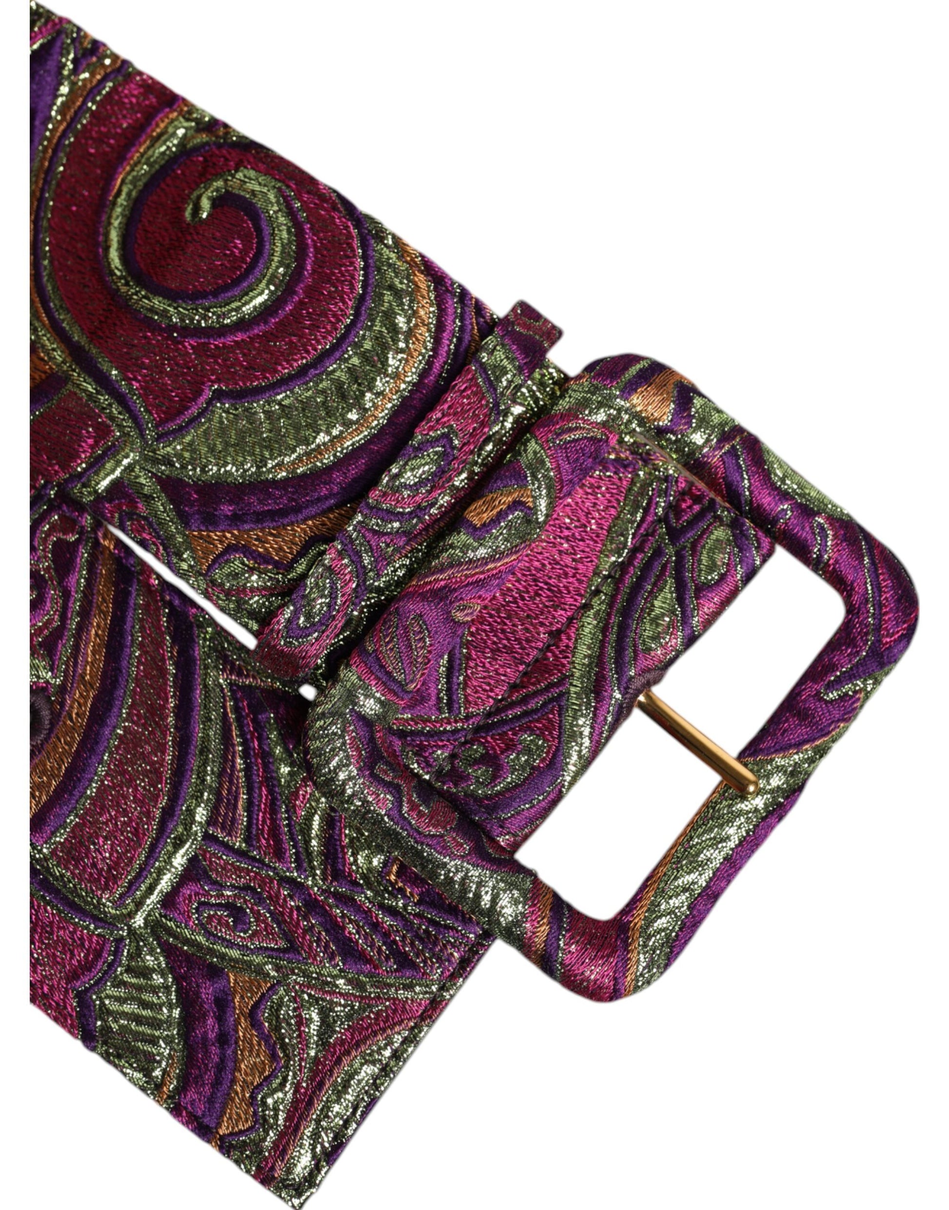 Dolce & Gabbana Multicolor Floral Jacquard Breiter Taillengürtel